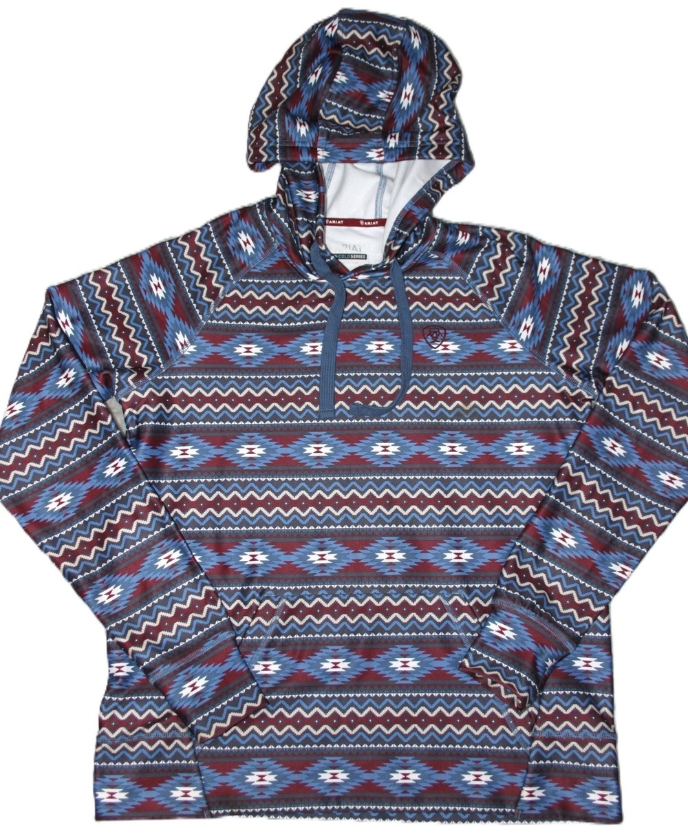 Ariat Hoodie Mens M Blue Pullover Hooded Lined Thermal ARIATTEK ColdSeries
